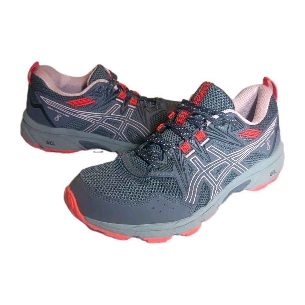 Asics Women's Gray and Coral Athletic Shoes